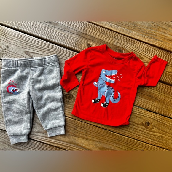 Infant baby toddler Cat & Jack Red Graphic Long sleeve top & sweatpants set 12M - Picture 1 of 5